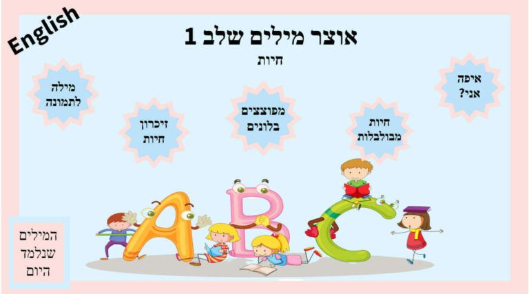 אוצר מילים שלב 1- חיות